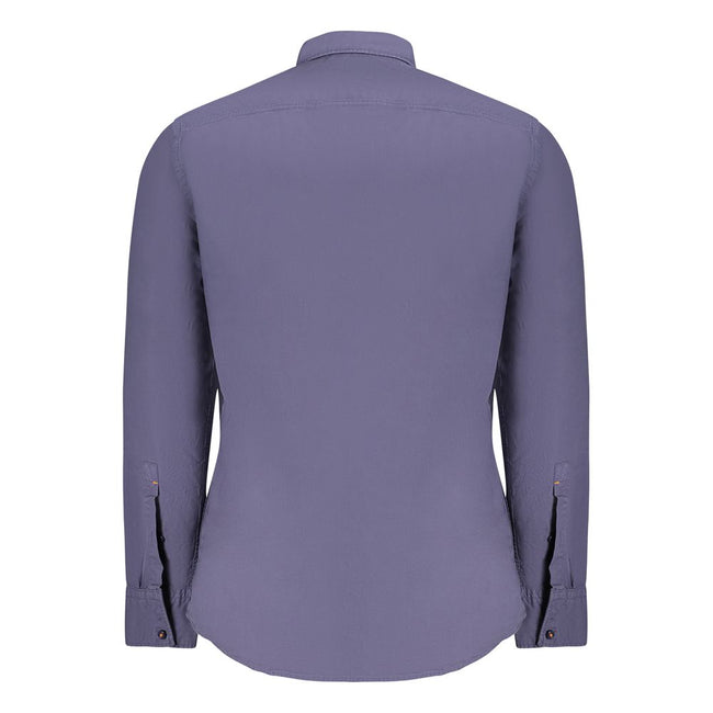 Blue Cotton Men ShirtElevate your wardrobe with the sleek sophistication of Hugo Boss. This long-sleeve shirt boasts a regular fit designed to complement any figure with an unmistakable air of refinement. Crafted with expert attention to detail, it featur