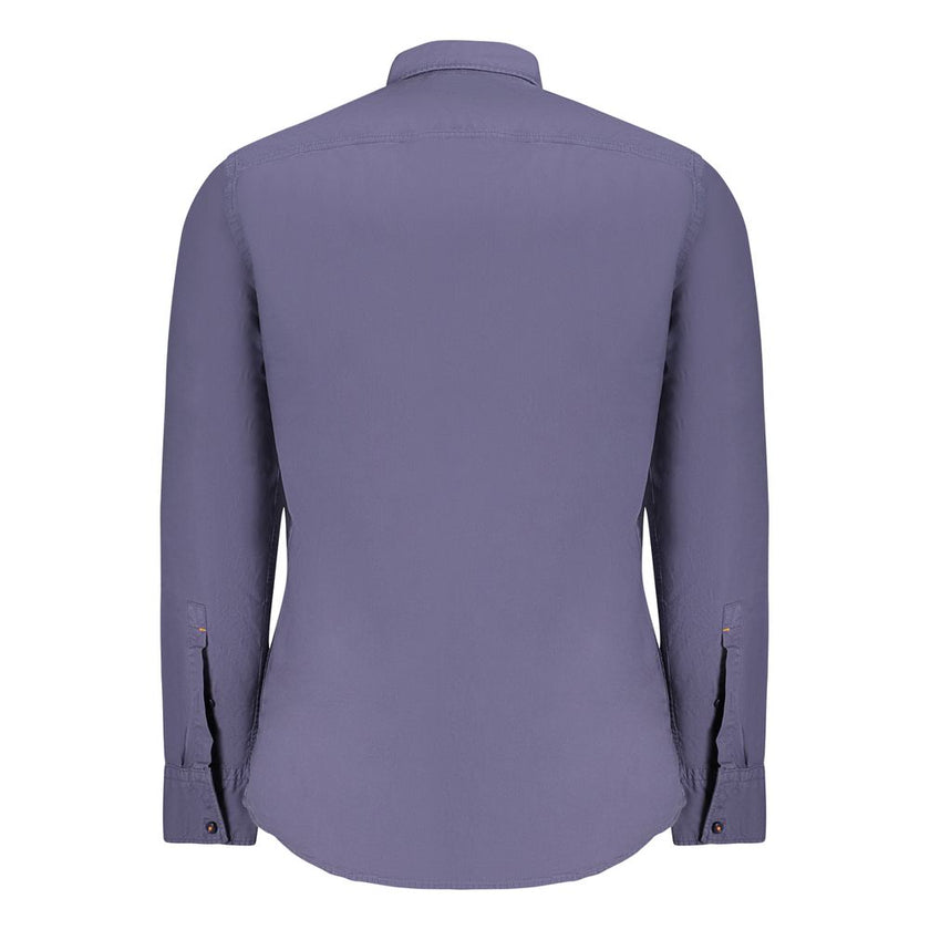 Blue Cotton Men ShirtElevate your wardrobe with the sleek sophistication of Hugo Boss. This long-sleeve shirt boasts a regular fit designed to complement any figure with an unmistakable air of refinement. Crafted with expert attention to detail, it featur