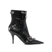 Black Lamb Leather High Heel BootsDescription: – Composition: 100% Lamb Leather – Inner: 100% Leather – Insole: 100% Leather – Sole: 100% Leather – Pointed toe – Zip fastening – Heel 9 cm – Studs detail – Buckle strap patches – Made in Italy – Gender: WOM