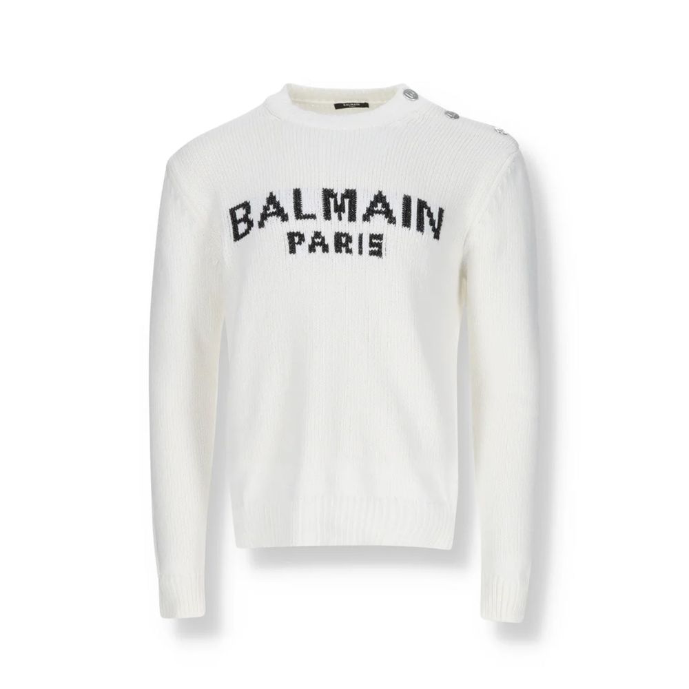 White Cotton SweatshirtDescription: – Composition: 100% Cotton – Long sleeves – Ribbed trims – Machine wash – front logo detail – Crew neck – Gender: MEN – Size & Fit: Straight fit.White Cotton Sweatshirt${tagsBalmainAulae White Cotton Sweatshirt BalmainA