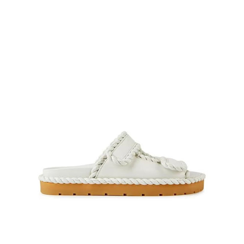 White Lamb Leather Flat SandalsDescription: – Composition: 100% Lamb Leather – Inner: Leather – Insole: Leather – Sole: Rubber – Open round toe – Two velcro straps – Tonal torchon piping – Made in Italy – Gender: WOMEN –White Lamb Leather Flat Sandals${ta