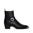 Black Calfskin Chelsea BootsDescription: – Composition: 100% calf leather – Inner: 100% Leather – Insole: 100% Leather – Sole: 100% Leather – Round toe – Heel 5 cm – Elasticated side inserts – Normal fit – Tejus Stamped Calfskin – Smooth Metal Toe – Remov