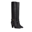 Black Calfskin High Heel BootsDescription: – Composition: 100% calf leather – Inner: 100% Leather – Insole: 100% Leather – Sole: 100% Leather – Round toe – Heel 9 cm – Embossed logo detail – Almond toe – Straps detailing and adjustable buckle in gold-tone