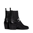 Black Calfskin Chelsea BootsDescription: – Composition: 100% calf leather – Inner: 100% Leather – Insole: 100% Leather – Sole: 100% Leather – Round toe – Heel 5 cm – Elasticated side inserts – Normal fit – Tejus Stamped Calfskin – Smooth Metal Toe – Remov