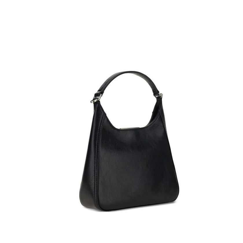 Black Lamb Leather Shoulder BagDescription: – Composition: 100% Lamb Leather – Detachable shoulder strap – Embossed logo detail – Front twist closure – Made in Italy – Gender: WOMEN – Size & Fit: Height 15 cm; Width 20 cm; Depth 7 cmBlack Lamb Leather Sho
