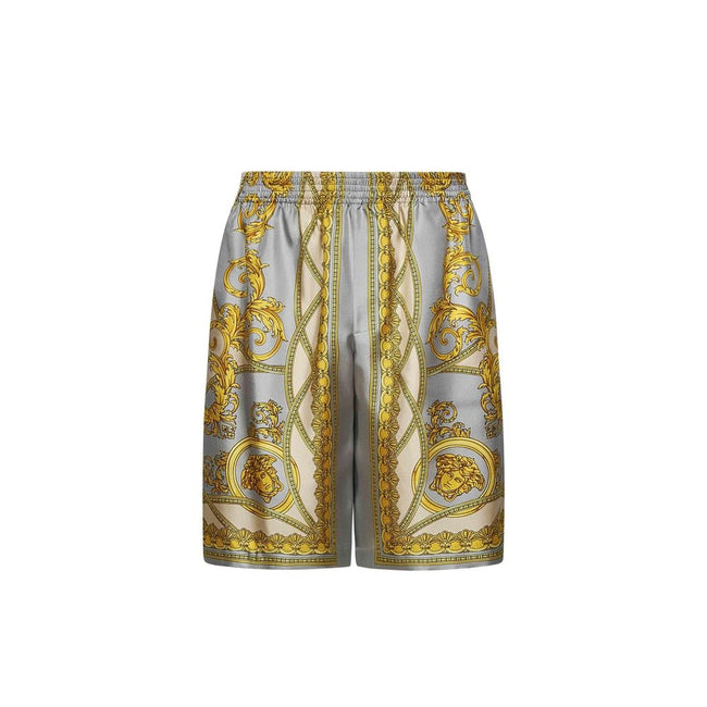 Gray Silk Short And Mini ShortsDescription: – Composition: 100% Silk – Elasticated waist – Hand wash – Side slant pockets – Back welt pockets – La Coupe des Dieux print with all-over classic and Baroque motifs – Made in Italy – Gender: MEN – Size & Fit: R
