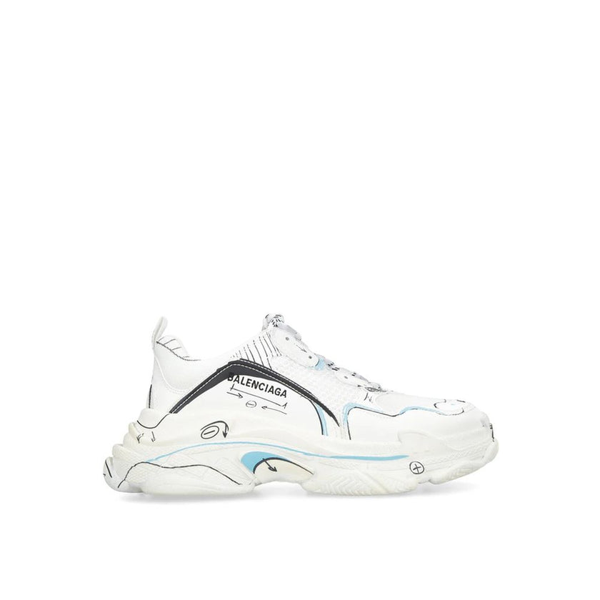 White Calfskin Chunky SneakersDescription: – Composition: 100% calf leather – Inner: Fabric – Insole: Fabric – Sole: Rubber – Round toe – Side logo detail – Mesh fabric inserts – Sketch all over print – Two-tone lace up closure – Padded tongue – Embossed