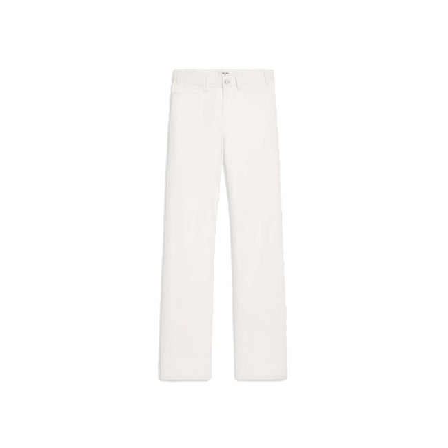 White Cotton Straight-Leg JeansDescription: – Composition: 100% Cotton – Belt loops – Five pockets – Button and zip closure – Straight legs – Machine wash (delicate) – Mid-rise – Made in Italy – Gender: MEN – Size & Fit: Classic fit.White Cotton Straight-