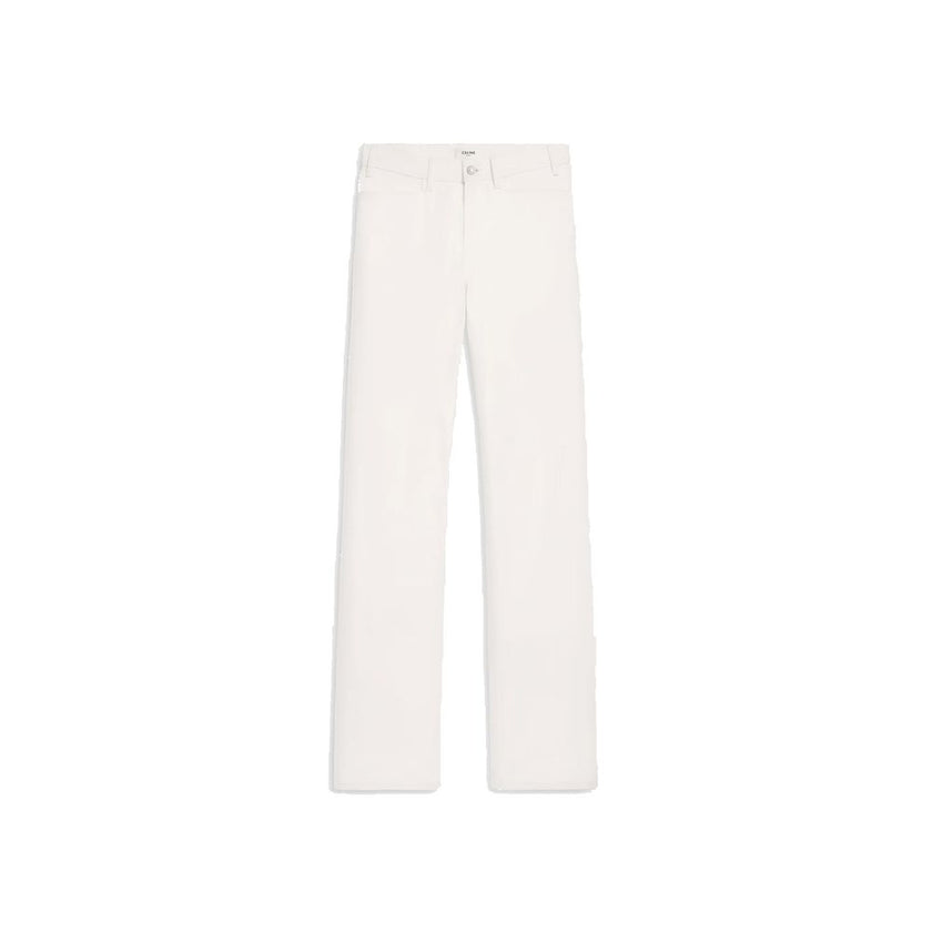White Cotton Straight-Leg JeansDescription: – Composition: 100% Cotton – Belt loops – Five pockets – Button and zip closure – Straight legs – Machine wash (delicate) – Mid-rise – Made in Italy – Gender: MEN – Size & Fit: Classic fit.White Cotton Straight-