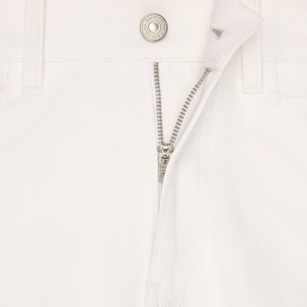 White Cotton Straight-Leg JeansDescription: – Composition: 100% Cotton – Belt loops – Five pockets – Button and zip closure – Straight legs – Machine wash (delicate) – Mid-rise – Made in Italy – Gender: MEN – Size & Fit: Classic fit.White Cotton Straight-