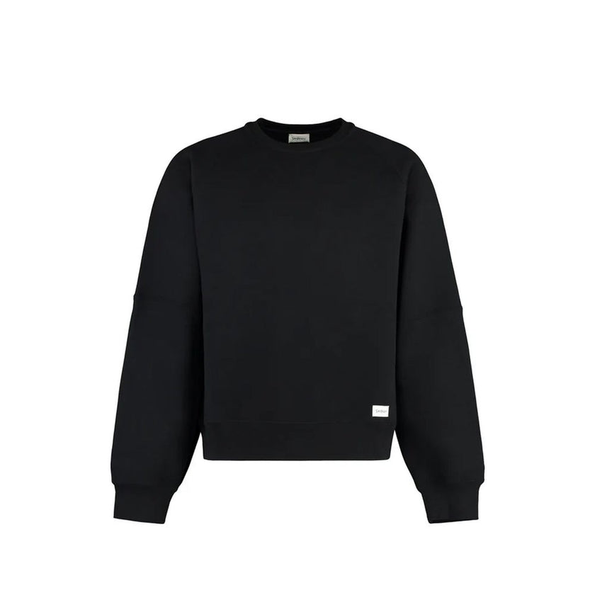 Black Cotton SweatshirtDescription: – Composition: 100% Cotton – Long sleeves – Ribbed trims – Crew neck – Machine wash (delicate) – Embroidered logo on the front – Made in France – Gender: MEN – Size & Fit: Oversize fit.Black Cotton Sweatshirt${tagsSaint