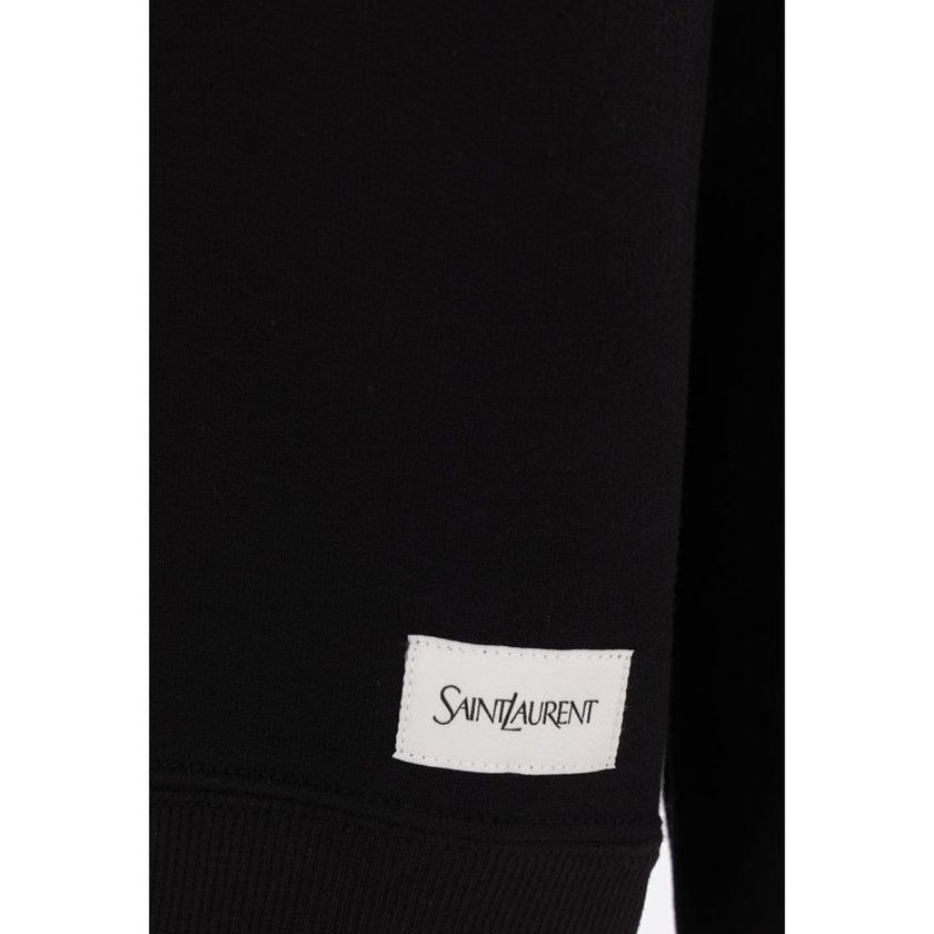 Black Cotton SweatshirtDescription: – Composition: 100% Cotton – Long sleeves – Ribbed trims – Crew neck – Machine wash (delicate) – Embroidered logo on the front – Made in France – Gender: MEN – Size & Fit: Oversize fit.Black Cotton Sweatshirt${tagsSaint