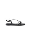 Black Calfskin SandalsDescription: – Composition: 100% calf leather – Inner: Leather – Insole: Leather – Sole: Leather – Open toe – Square toe – Adjustable buckle closure – Branded insole – Enamel triangle logo – Made in Italy – Gender: WOMEN –Black Calfs
