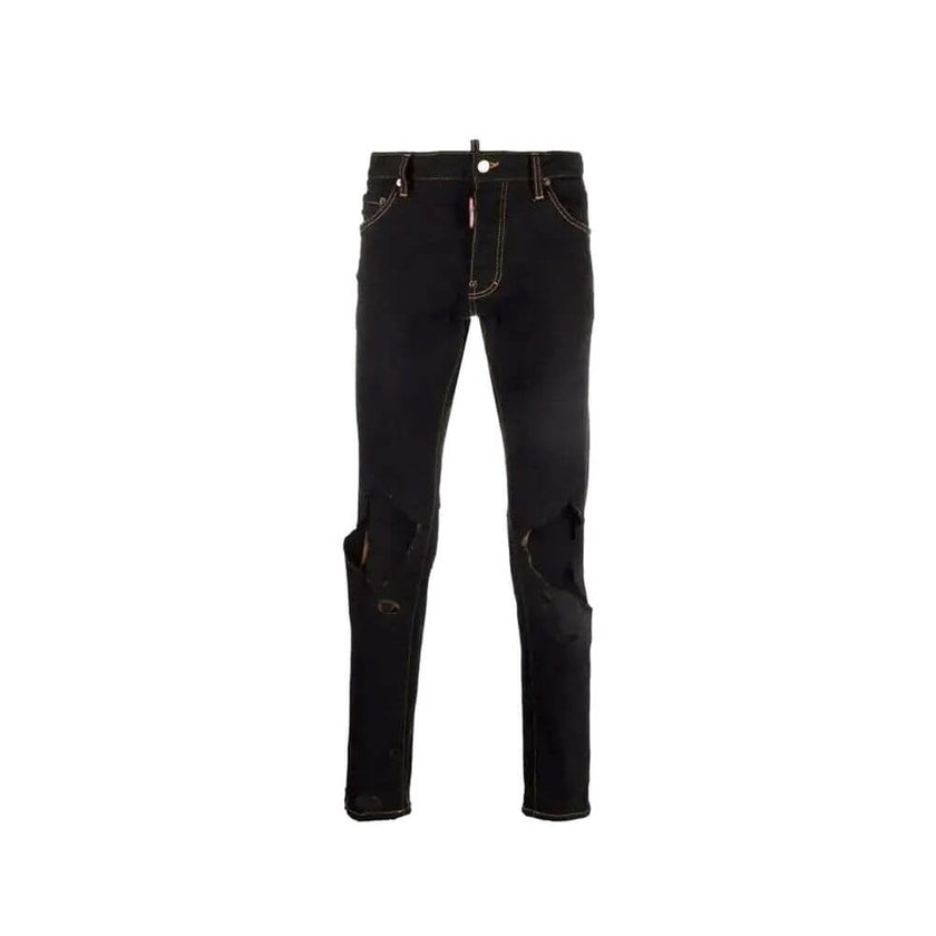 Black Cotton Slim Fit JeansDescription: – Composition: 97% Cotton 3% Elastane – Front button closure – Belt loops – Five pockets – Machine wash – Front and back logo detail – Distressed effect – Made in Italy – Gender: MEN –Black Cotton Slim Fit Jeans${ta
