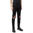 Black Cotton Slim Fit JeansDescription: – Composition: 97% Cotton 3% Elastane – Front button closure – Belt loops – Five pockets – Machine wash – Front and back logo detail – Distressed effect – Made in Italy – Gender: MEN –Black Cotton Slim Fit Jeans${ta