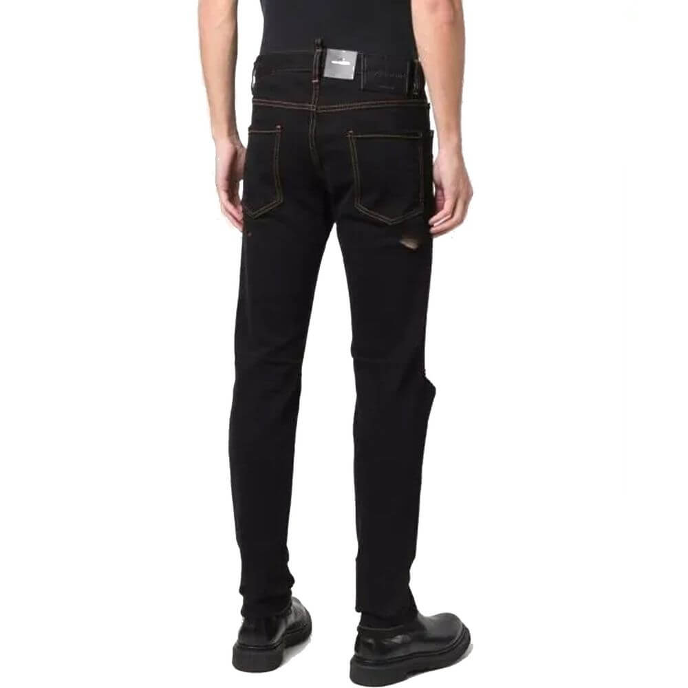 Black Cotton Slim Fit JeansDescription: – Composition: 97% Cotton 3% Elastane – Front button closure – Belt loops – Five pockets – Machine wash – Front and back logo detail – Distressed effect – Made in Italy – Gender: MEN –Black Cotton Slim Fit Jeans${ta