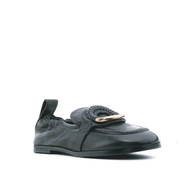 Black Calfskin Slip-On LoafersDescription: – Composition: 100% calf leather – Leather lining, insole, sole – Pull tab at the rear – On tone logo detail – Made in Italy –Black Calfskin Slip-On Loafers${tagsSee By ChloéAulae Hana Leather Loafers See By Chlo