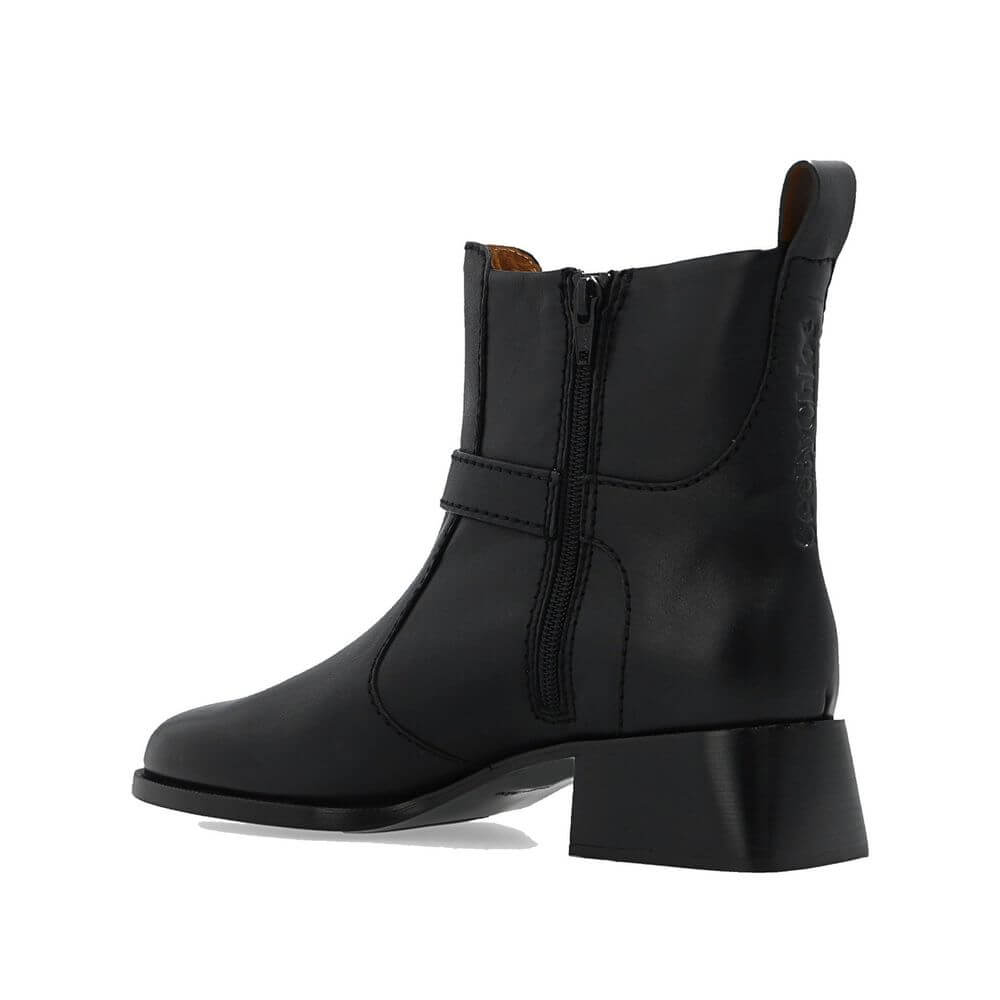 Black Calfskin Ankle BootsDescription: – Composition: 100% calf leather – Leather lining and insole – Rubber sole – Side zip fastening – Adjustable ankle strap – Made in Spain –Black Calfskin Ankle Boots${tagsSee By ChloéAulae Lory Leather Ankle Boots See