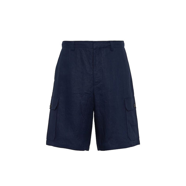 Blue Linen Bermuda ShortsDescription: – Composition: 100% Linen – Elasticated waist – Two side pockets – Belt loops – Machine wash – Two back pockets – Two patch pockets – Hook and button closure – Made in Italy – Gender: MEN –Blue Linen Bermuda Shorts${t