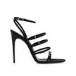 Black Silk Stiletto Heel SandalsDescription: – Composition: 100% silk – Leather insole and sole – Multi-buckle – Crystal embellishments – Iconic YSL monogram – Heel 13 cm / 5,1 in – Made in Italy –Black Silk Stiletto Heel Sandals${tagsSaint LaurentAulae J