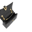 Black Calfskin Shoulder BagDescription: – Composition: 100% calf leather – Flap top magnetic closure – Height 15 cm – Width 8,5 cm – Non detachable chain strap – Lenght 25 cm – Three internal compartments – Gold-tone front logo detail – Made in Italy – Ge