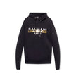 Black Cotton SweatshirtDescription: – Composition: 100% Cotton – Ribbed trims – Machine wash – Drawstring hood – Kangaroo pocket – Front logo detail – Gold-tone graphic print – Made in Italy – Gender: MEN – Size & Fit: True to size. Regular fit. Model’s M