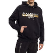 Black Cotton SweatshirtDescription: – Composition: 100% Cotton – Ribbed trims – Machine wash – Drawstring hood – Kangaroo pocket – Front logo detail – Gold-tone graphic print – Made in Italy – Gender: MEN – Size & Fit: True to size. Regular fit. Model’s M