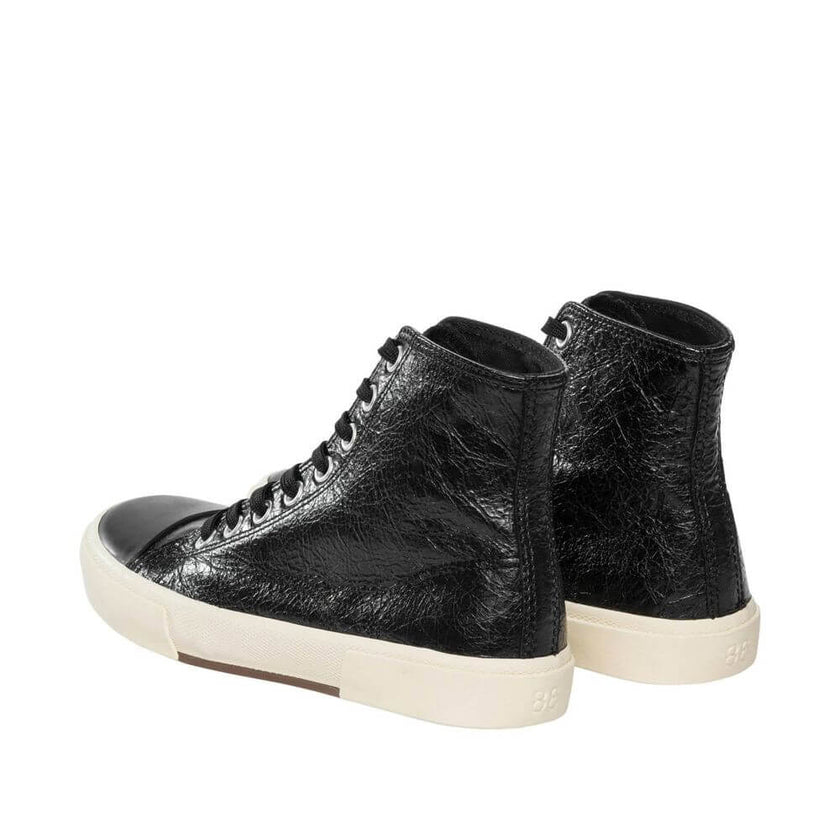 Black Calfskin High Top SneakersDescription: – Composition: 100% calf leather – Canvas Lining – Rubber sole – Rounded toe – Lace-up fastening – Contrast logo detail – Made in Italy –Black Calfskin High Top Sneakers${tagsBalenciagaAulae Paris Leather Sneak