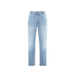 Blue Cotton Cropped JeansDescription: – Composition: 100% Cotton – Front button closure – Belt loops – Five pockets – Contrast stitching – Machine wash (delicate) – Medium waist – Made in Italy – Gender: MEN – Size & Fit: Model bust measurements: 96 cm Mo