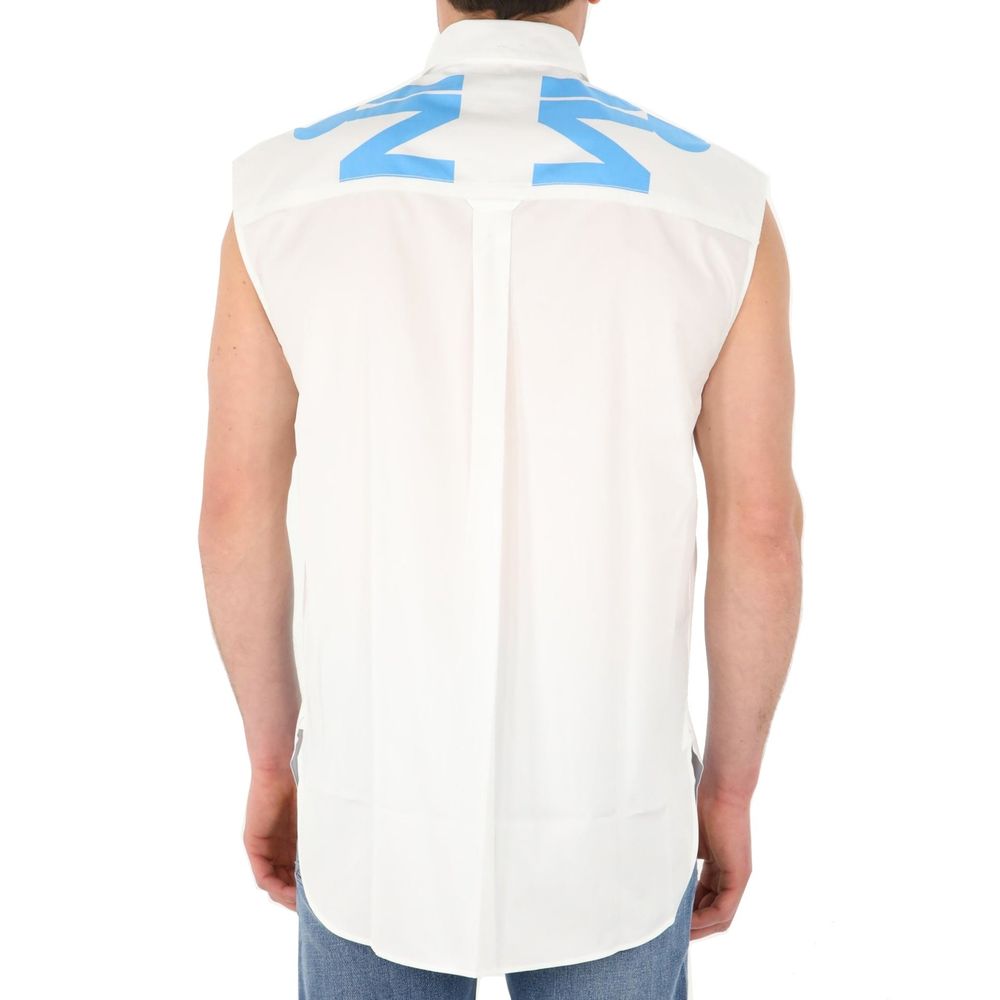 Cotton Printed ShirtDescription: – Composition: 100% Cotton – Sleeveless – Front button closure – Two slip pockets – Classic collar – Two side vents – Printed – Made in Italy – Size & Fit: Model’s height is 191 cm Model’s size is 50 IT In the picture the