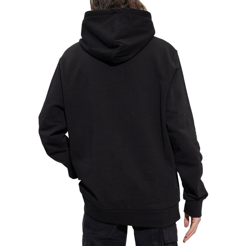 Black Cotton SweatshirtDescription: – Composition: 100% Cotton – Long sleeves – Ribbed trims – Machine wash – front logo detail – Drawstring hood – Kangaroo pocket – Made in Italy – Gender: MEN –Black Cotton Sweatshirt${tagsBalmainAulae Cotton Hoodie Swea