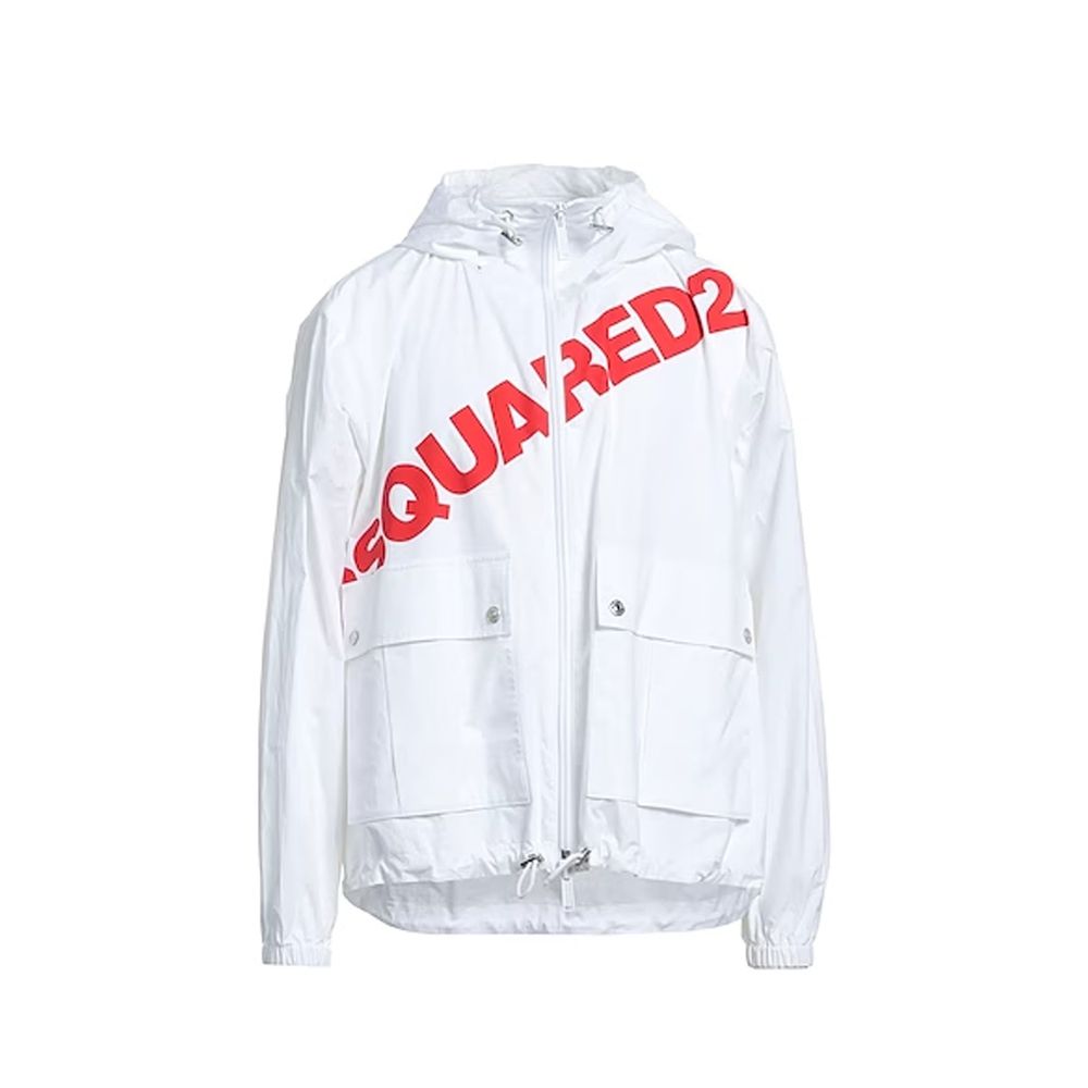 White Cotton Shell JacketDescription: – Composition: 100% Cotton – Long sleeves – Machine wash – Drawstring hood – Two front pockets – Front zip closure – Front logo detail – Drawstring hem – Made in Italy – Gender: MEN –White Cotton Shell Jacket${tagsDsq