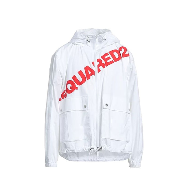White Cotton Shell JacketDescription: – Composition: 100% Cotton – Long sleeves – Machine wash – Drawstring hood – Two front pockets – Front zip closure – Front logo detail – Drawstring hem – Made in Italy – Gender: MEN –White Cotton Shell Jacket${tagsDsq
