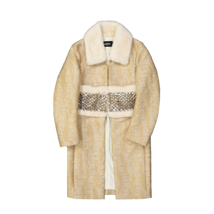 Beige Polyamide CoatDescription: – Composition: 52% Polyamide 48% polyester – Mink fur collar trim – Hook closure – Fully lined – Shirt collar – Two side pockets – Long sleeves – Regular fit – Dry clean – Made in Italy –Beige Polyamide Coat${tagsDsquared²