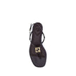 Purple Calf Leather Bos Taurus Flat SandalsFendi’s FFold Sandals are elegant square-toed flip-flops, embellished with a T-bar strap and an adjustable ankle strap. Crafted from dark purple ayers leather, they feature a metal FF detail and a leather insole,
