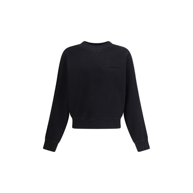 Black Cotton SweatshirtSoft cotton Sweatshirt by Dsquared2, with a plush interior that ensures comfort and warmth. The brand’s iconic monogram stands out on the front, giving the garment a recognizable, contemporary style. The ribbed crew neck, cuffs and