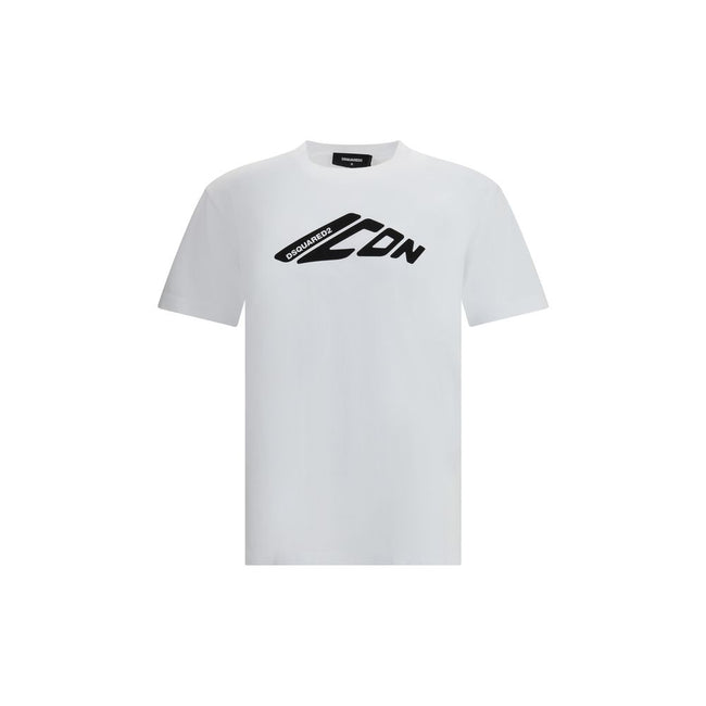 White Cotton T-ShirtDsquared2’s contrasting logo cotton T-shirt is an essential garment with a strong character. Made from soft pure cotton jersey, it features a ribbed crew neck and a front print with iconic monogram and logo for a recognizable, urban st