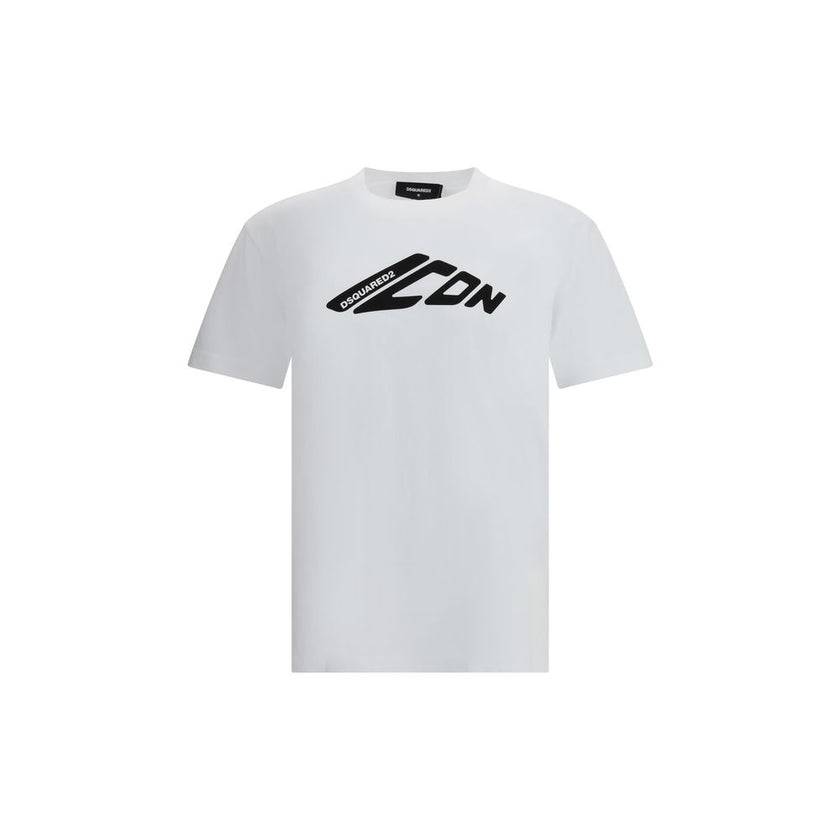 White Cotton T-ShirtDsquared2’s contrasting logo cotton T-shirt is an essential garment with a strong character. Made from soft pure cotton jersey, it features a ribbed crew neck and a front print with iconic monogram and logo for a recognizable, urban st