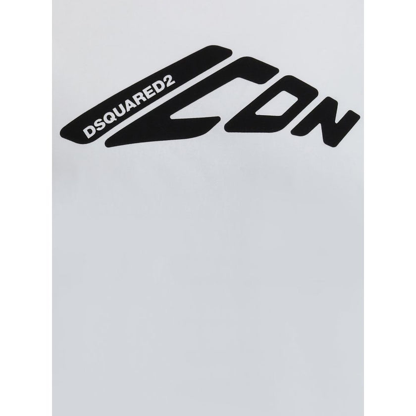 White Cotton T-ShirtDsquared2’s contrasting logo cotton T-shirt is an essential garment with a strong character. Made from soft pure cotton jersey, it features a ribbed crew neck and a front print with iconic monogram and logo for a recognizable, urban st