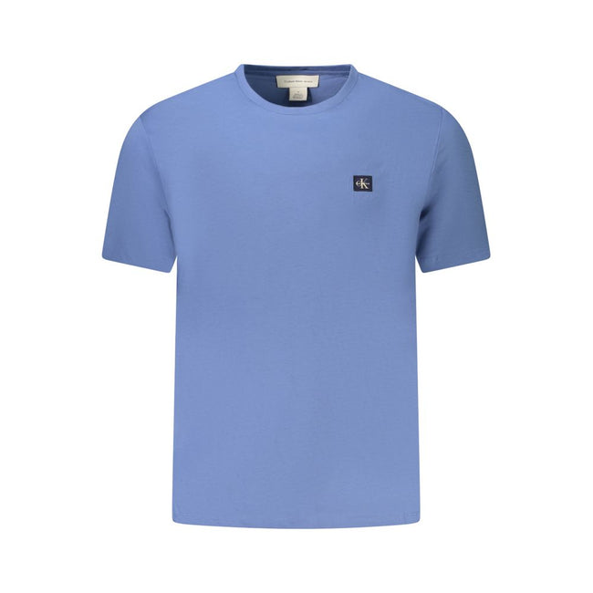 Blue Cotton Men T-ShirtUnleash the essence of cool with this Calvin Klein Short Sleeve T-Shirt. Designed for the bold and the confident, it sets you apart with its distinguished crew neck cut, dynamic application, and the iconic Calvin Klein logo prominen