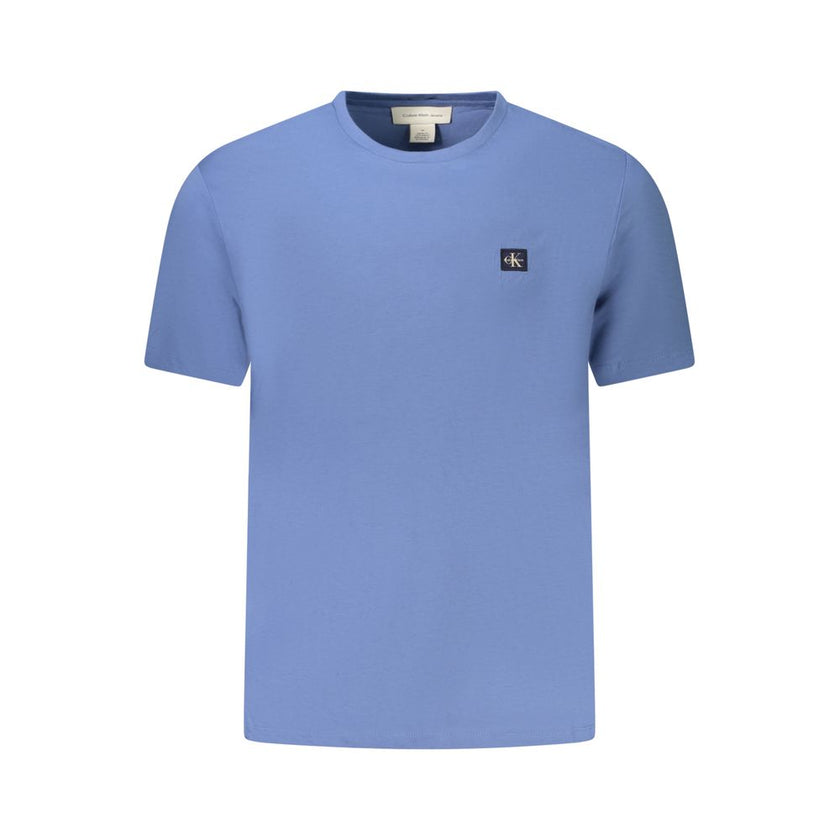 Blue Cotton Men T-ShirtUnleash the essence of cool with this Calvin Klein Short Sleeve T-Shirt. Designed for the bold and the confident, it sets you apart with its distinguished crew neck cut, dynamic application, and the iconic Calvin Klein logo prominen