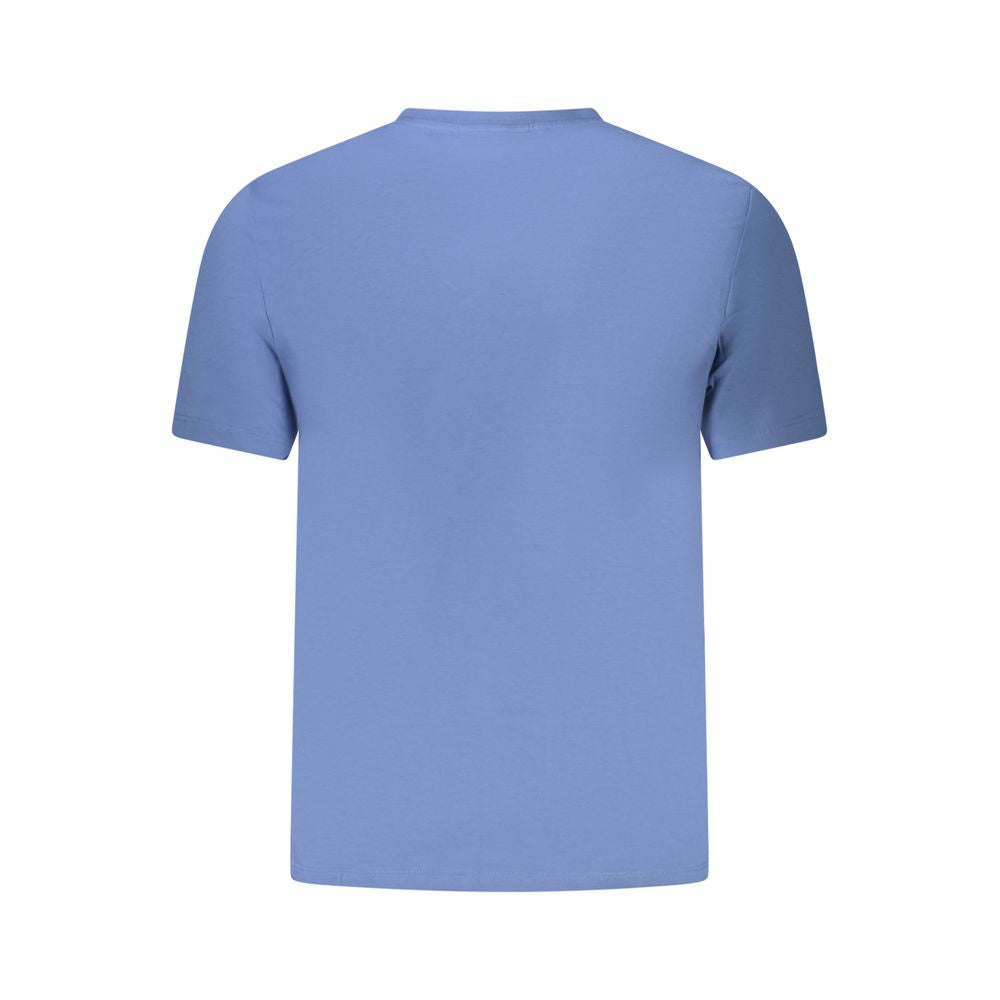 Blue Cotton Men T-ShirtUnleash the essence of cool with this Calvin Klein Short Sleeve T-Shirt. Designed for the bold and the confident, it sets you apart with its distinguished crew neck cut, dynamic application, and the iconic Calvin Klein logo prominen