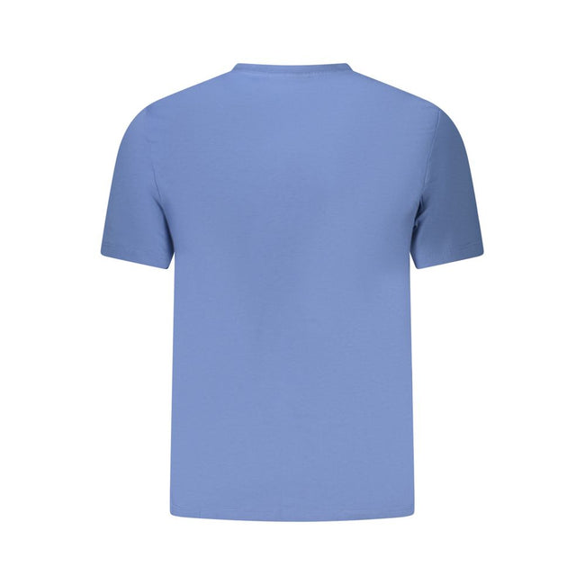 Blue Cotton Men T-ShirtUnleash the essence of cool with this Calvin Klein Short Sleeve T-Shirt. Designed for the bold and the confident, it sets you apart with its distinguished crew neck cut, dynamic application, and the iconic Calvin Klein logo prominen
