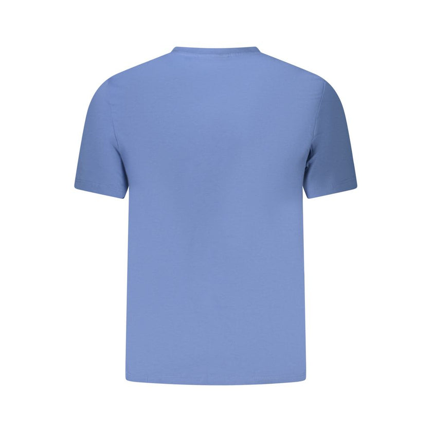 Blue Cotton Men T-ShirtUnleash the essence of cool with this Calvin Klein Short Sleeve T-Shirt. Designed for the bold and the confident, it sets you apart with its distinguished crew neck cut, dynamic application, and the iconic Calvin Klein logo prominen