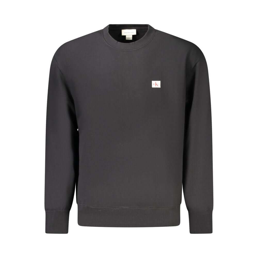 Black Cotton Men SweaterEnhance your everyday ensemble with the undeniable sophistication of Calvin Klein. This sleek, black long sleeve sweatshirt features a contemporary crew neck and a standout Calvin Klein logo application that amplifies its style quo