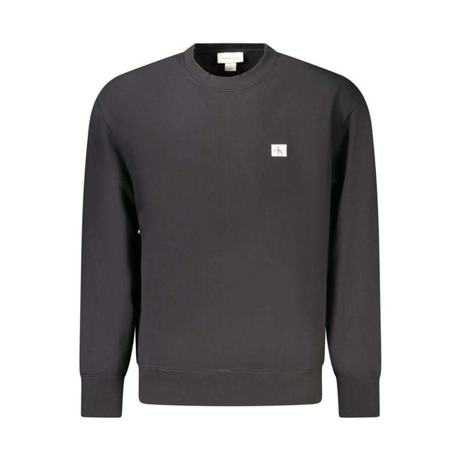 Black Cotton Men SweaterEnhance your everyday ensemble with the undeniable sophistication of Calvin Klein. This sleek, black long sleeve sweatshirt features a contemporary crew neck and a standout Calvin Klein logo application that amplifies its style quo
