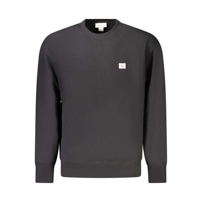 Black Cotton Men SweaterEnhance your everyday ensemble with the undeniable sophistication of Calvin Klein. This sleek, black long sleeve sweatshirt features a contemporary crew neck and a standout Calvin Klein logo application that amplifies its style quo
