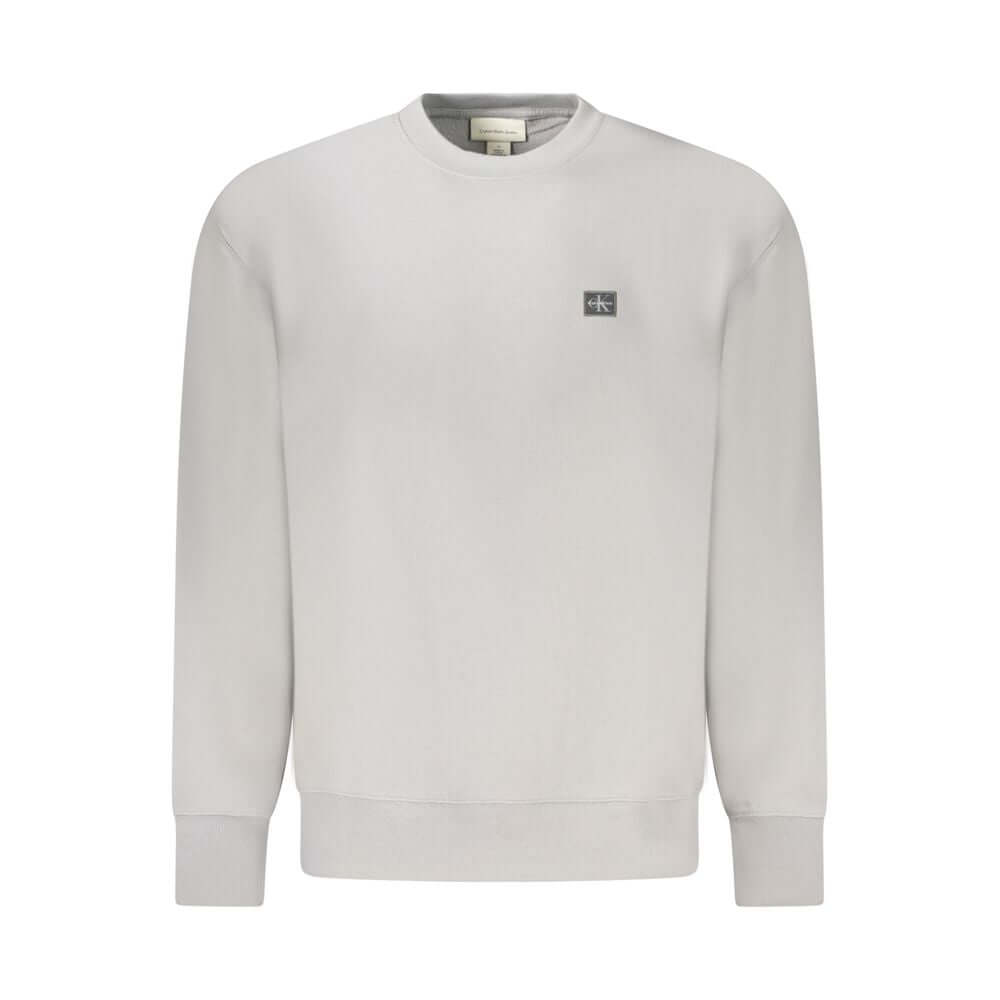 Gray Cotton Men SweaterElevate your wardrobe with the essential Calvin Klein long sleeve sweatshirt, embodying a seamless blend of sustainable fashion and iconic style. With its soft brushed texture and sharp crew neck design, this grey sweatshirt makes a