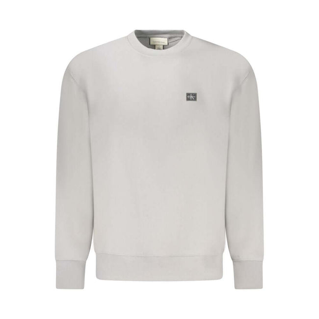 Gray Cotton Men SweaterElevate your wardrobe with the essential Calvin Klein long sleeve sweatshirt, embodying a seamless blend of sustainable fashion and iconic style. With its soft brushed texture and sharp crew neck design, this grey sweatshirt makes a