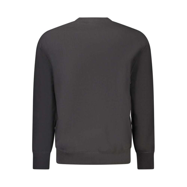 Black Cotton Men SweaterEnhance your everyday ensemble with the undeniable sophistication of Calvin Klein. This sleek, black long sleeve sweatshirt features a contemporary crew neck and a standout Calvin Klein logo application that amplifies its style quo